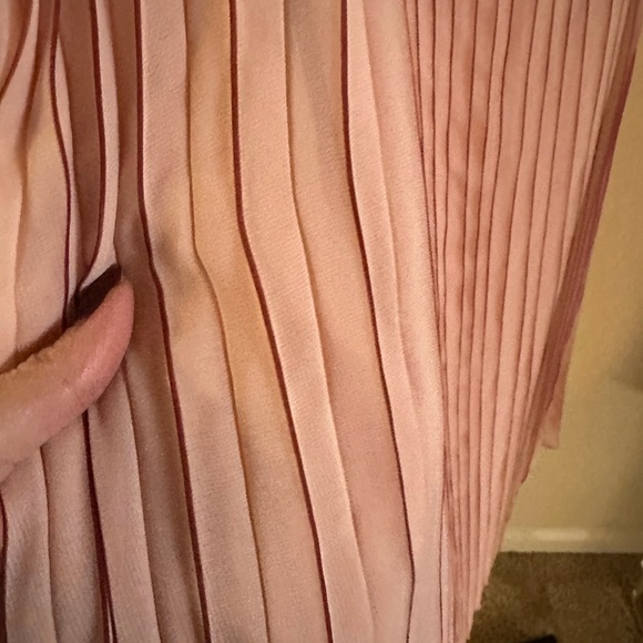 WD.NY Blush Pink A-Line Pleated Skirt With Burgundy Accents - Picture 6 of 8